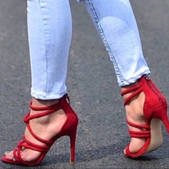 Zara Basics Red knotted high heel sandals - Picture 2 of 5
